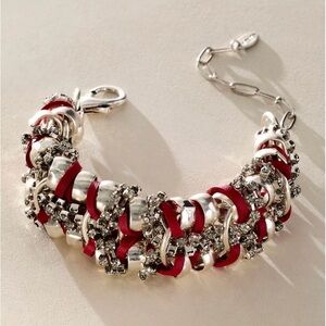 Free People Silver and Red Chain Bracelet NWOT